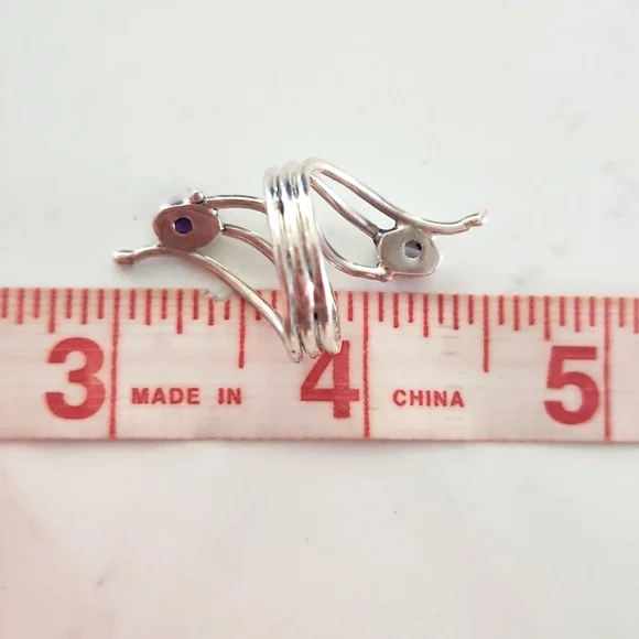 NEW Sterling Silver Double Gemstone Bypass Ring - Picture 8 of 8